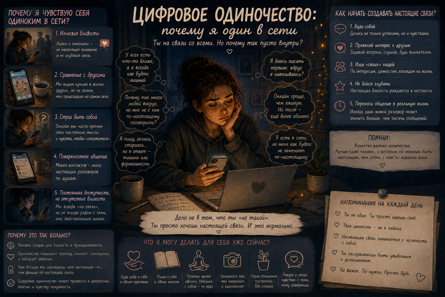 Цифровое одиночество: почему я один в сети — иллюстрация к практике