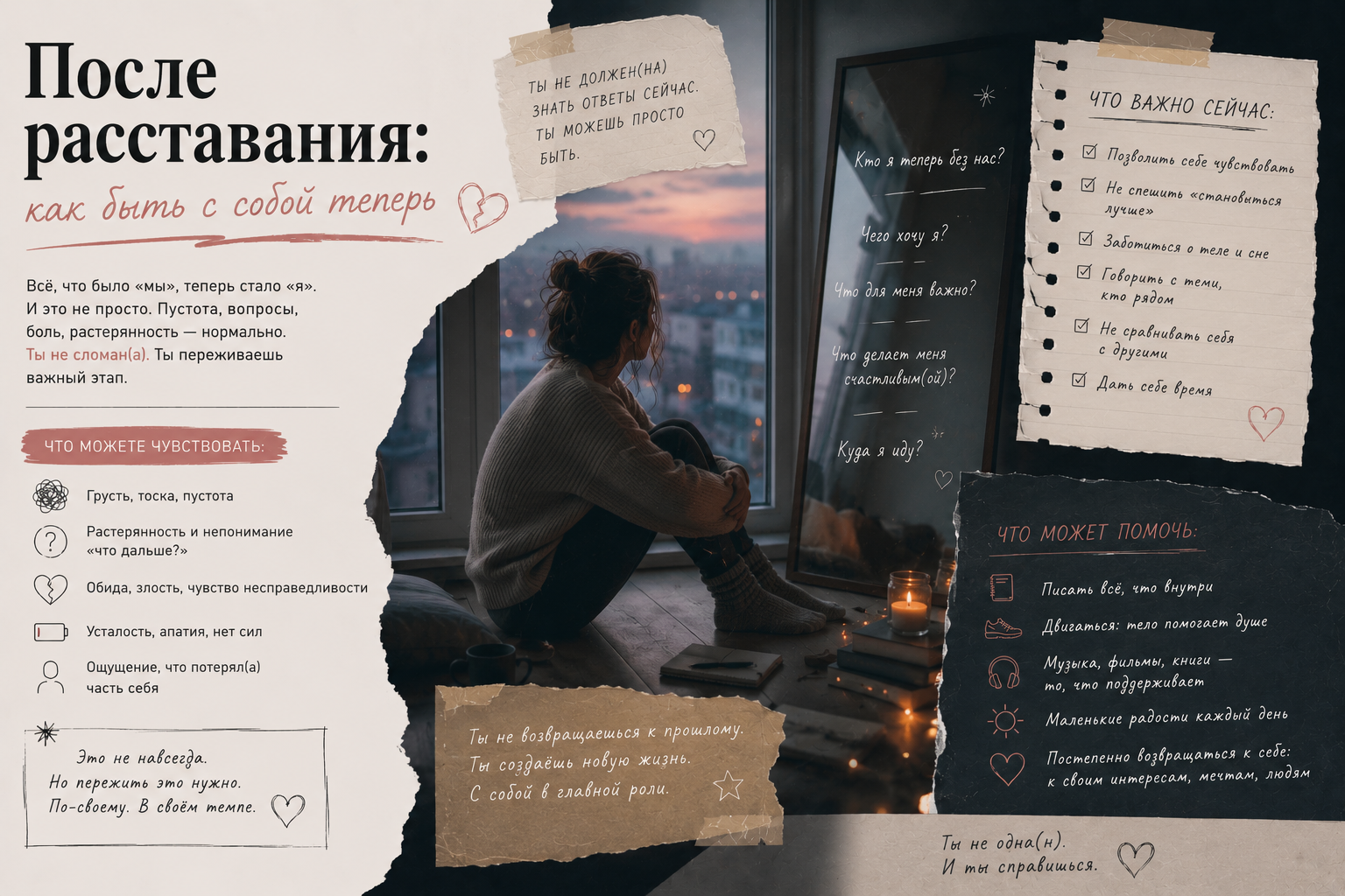 После расставания: как быть с собой — иллюстрация к практике