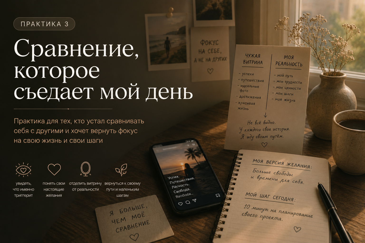 Сравнение, которое съедает мой день — иллюстрация к практике