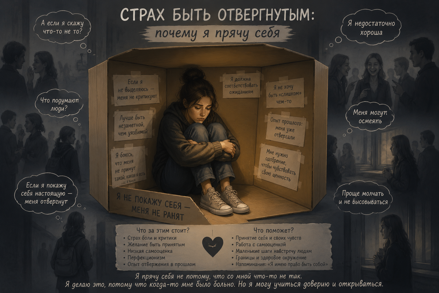 Страх быть отвергнутым: почему я прячу себя — иллюстрация к практике